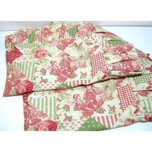 Toile Floral Patchwork Print Standard Pillow Shams With Ruffles Dunroven House